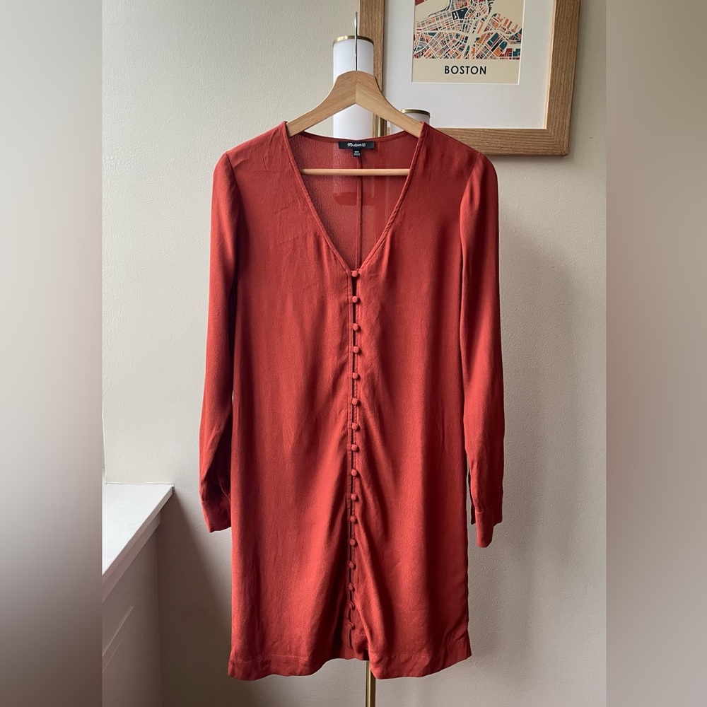 Madewell Heather button-front dress, long sleeve, midi